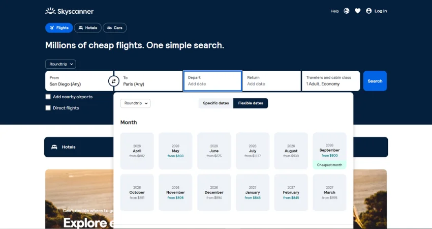 Step 2: Select Flexible Travel Dates